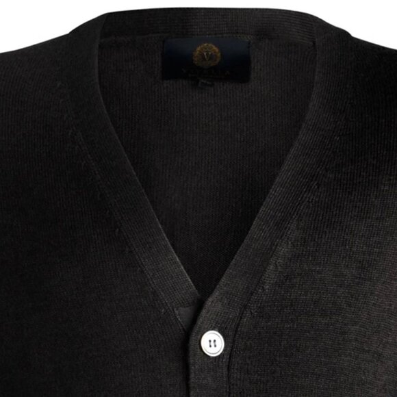 Viyella Merino Wool Button Front Cardigan - Black - XL - Picture 2 of 8